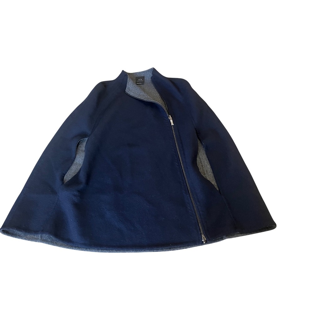 Armani Exchange Womens Navy Blue Zip Front Cape Jacket Poncho XS